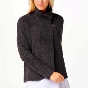 Barefoot Dreams CozyChic Cardigan 1X Charcoal Gray‎ Button Front Knit